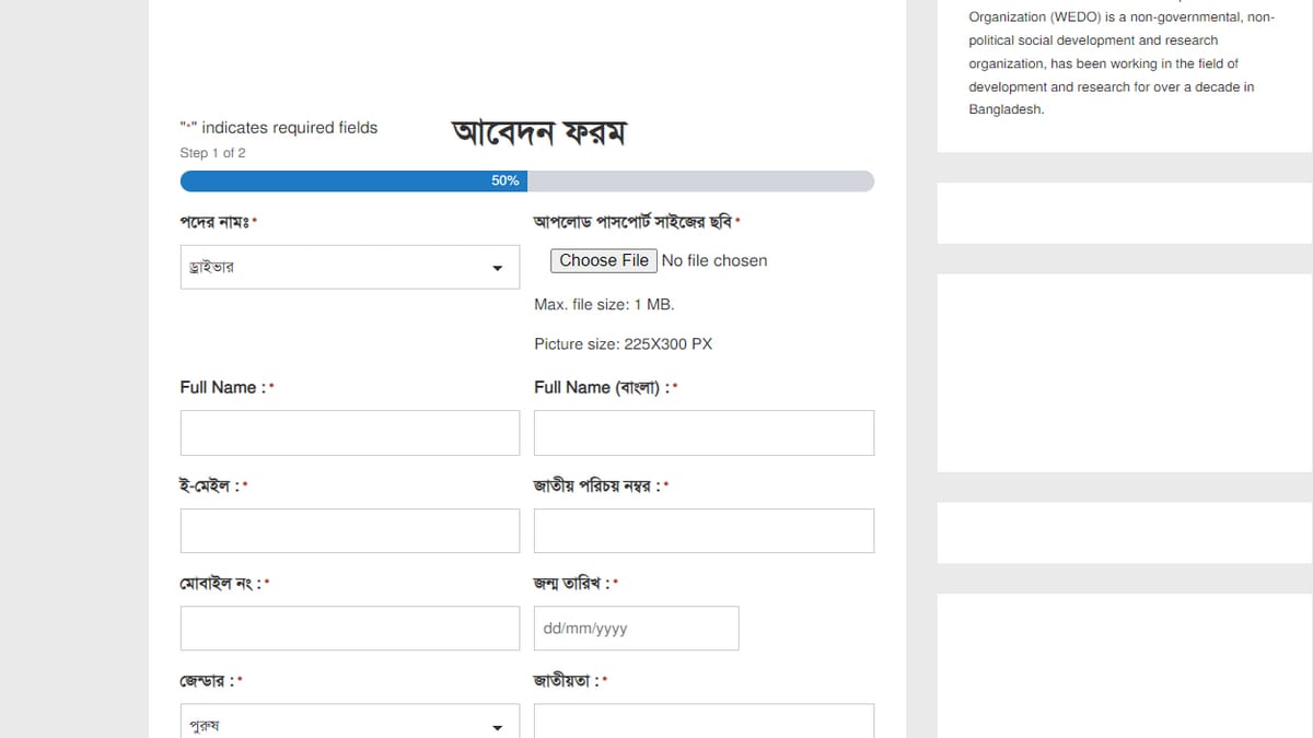 WEDO Job Circular