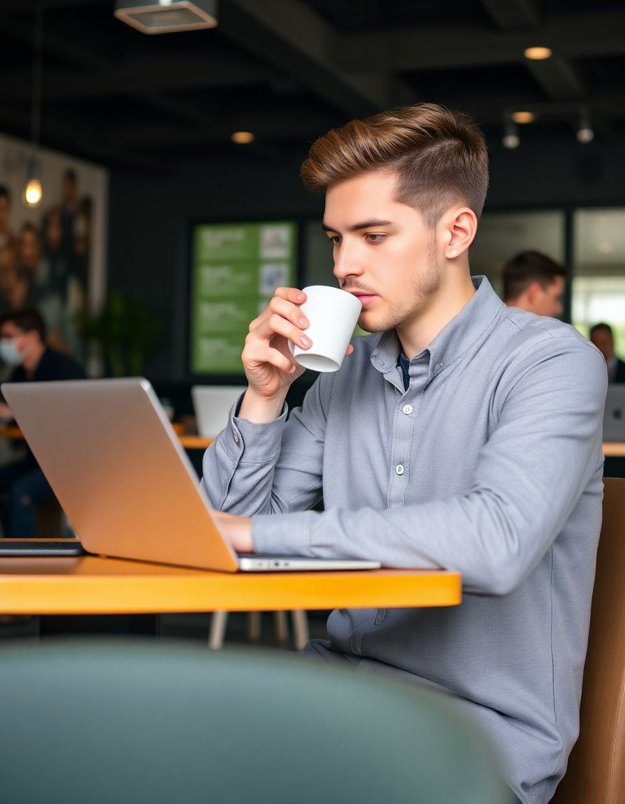 Freelancer Working from a Café