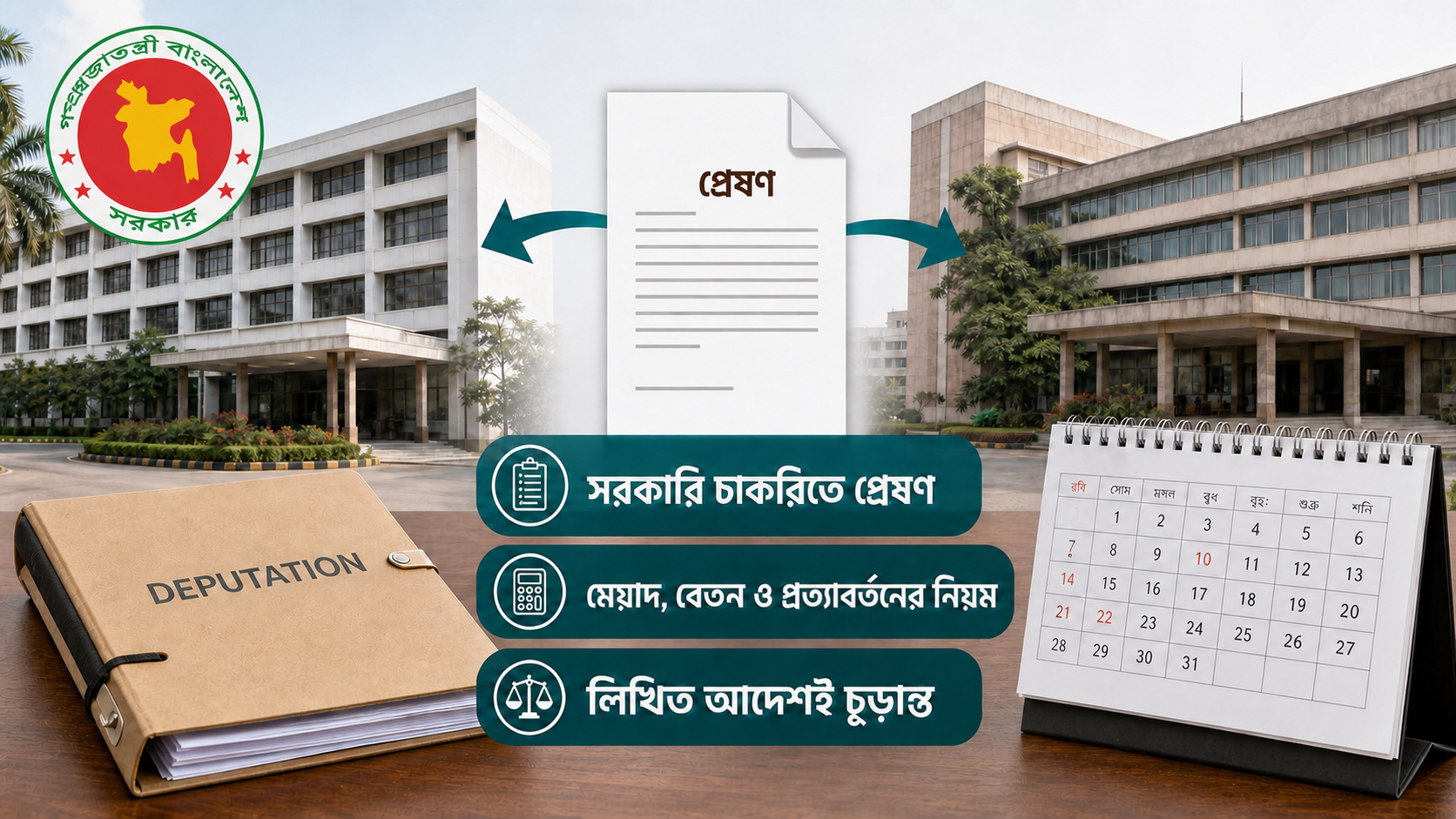 সরকারি চাকরিতে প্রেষণ: মেয়াদ, বেতন ও প্রত্যাবর্তনের নিয়ম