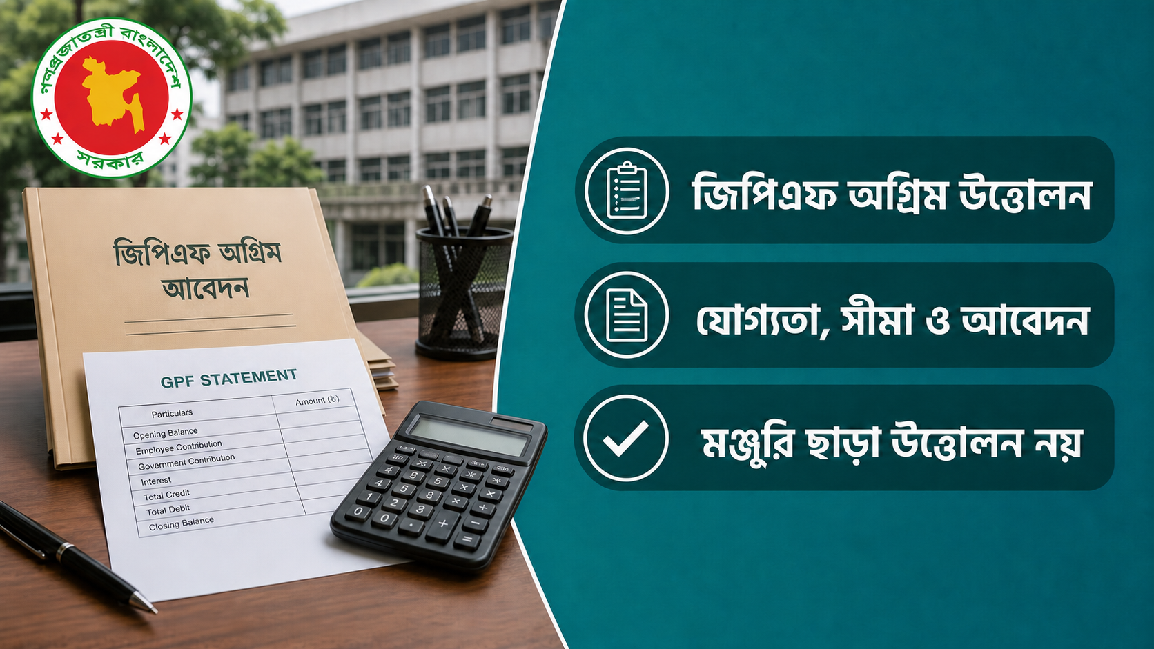 জিপিএফ অগ্রিম উত্তোলন: যোগ্যতা, সীমা ও আবেদন
