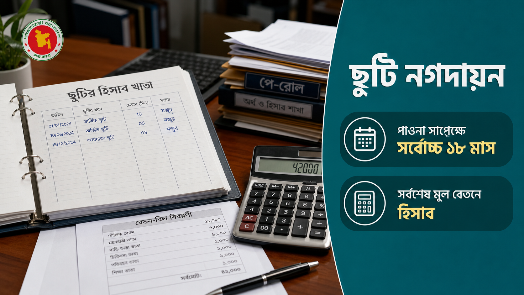 সরকারি কর্মচারীর ছুটি নগদায়ন: ১৮ মাসের হিসাব ও নিয়ম