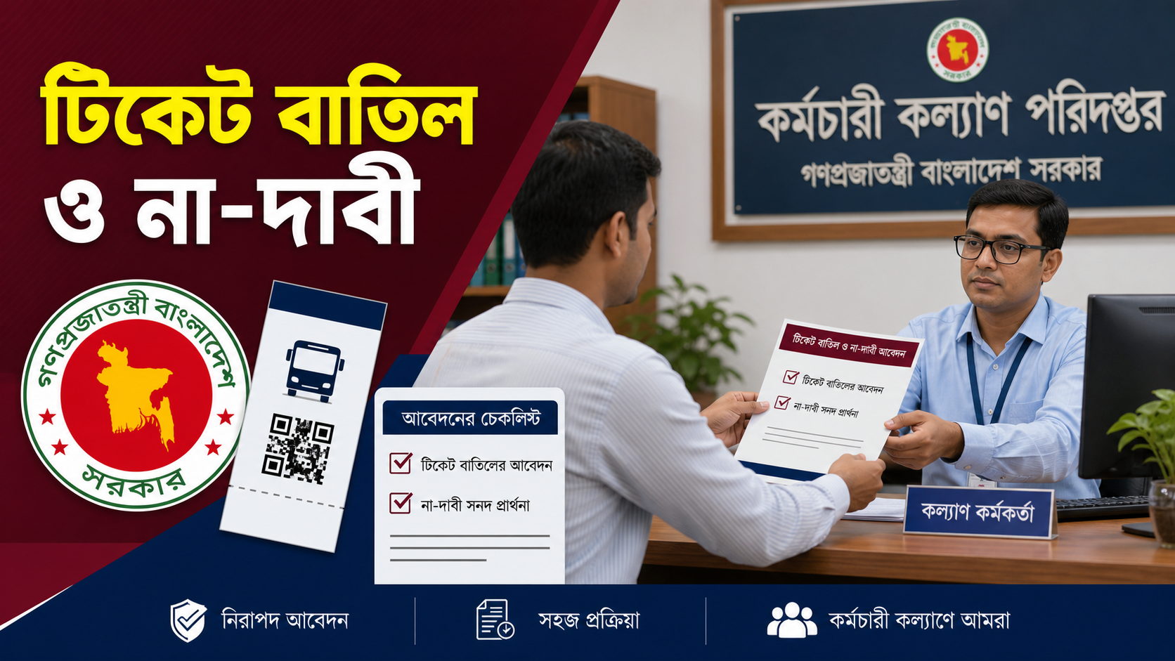 স্টাফবাস টিকেট বাতিল ও না-দাবী